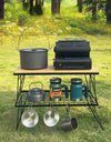 Outdoor Camping Folding Net Table Bamboo Board Desk Self Driving Barbecue Tea Iron Table Portable Drain Rack Sturdy