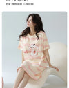 Women’s Cotton Nightgown – Korean Style Cute Print, Summer Short Sleeve Sleepwear Dress