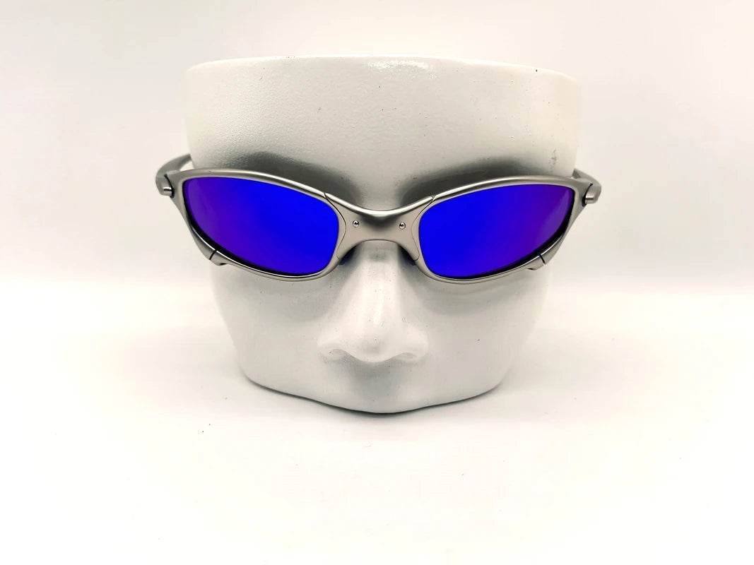 Polarized UV400 MTB Bike Cycling Sunglasses – Silver Metal Frame Riding Fishing Eyewear