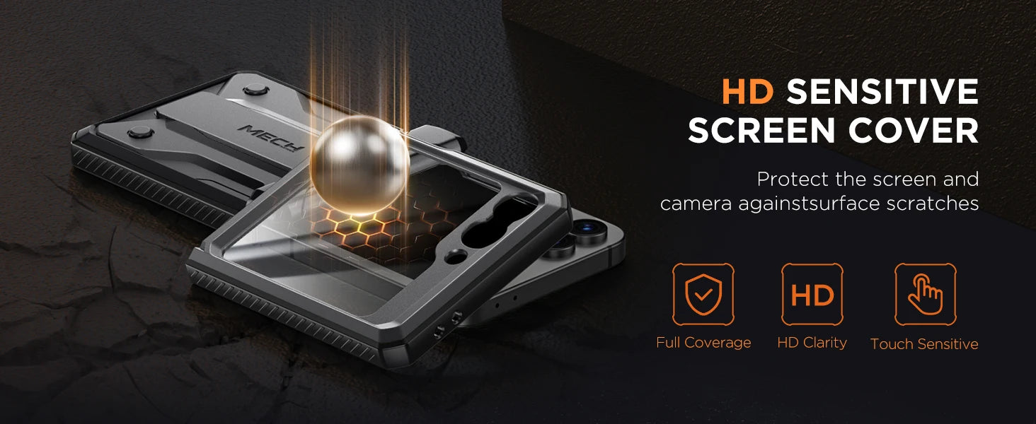 for Z Flip 6 Case with Kickstand Belt-Clip Hinge Protection Cover Screen Protector Military Grade Shockproof Phone Case