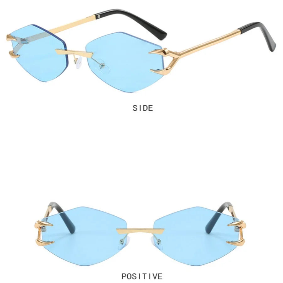 Sunglasses Personalized Frameless Glasses Polygonal Sun Glasses Casual Hip-Hop Trendy Outdoors Eyeglasses Men UV400