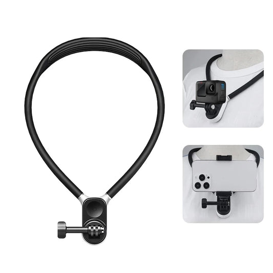 Magnetic Silicone Collar Bracket POV View Mount with Phone Clamp for GoPro Action Cameras / Phones