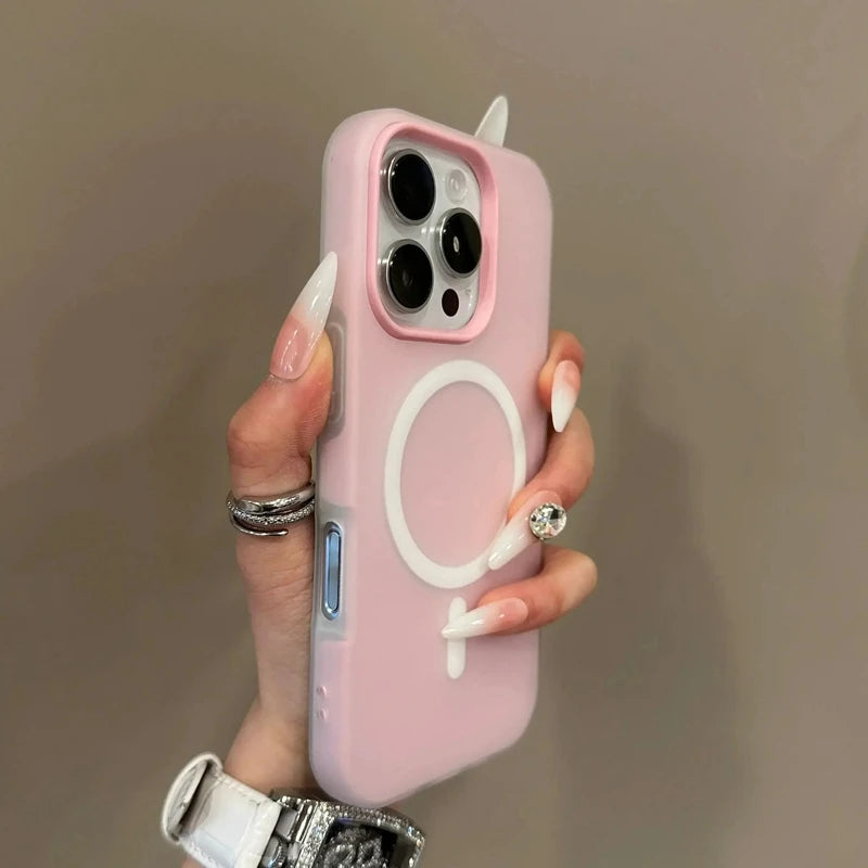 Luxury Candy Color 2 IN 1 Magsafe Case for iPhone 17 16 15 14 Plus 17 Air Wireless Charge Bumper Cover