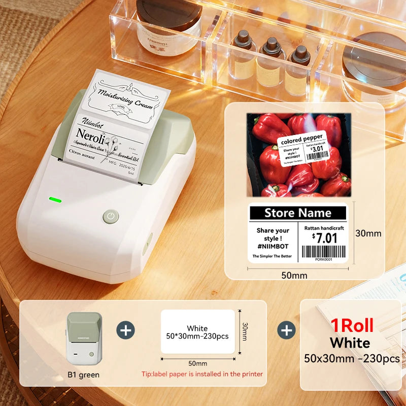 B1 Pro Thermal Label Printer 300DPI, Bluetooth Wireless Inkless Sticker Maker 20–50mm, Red & Black Label Printer for Home & Business