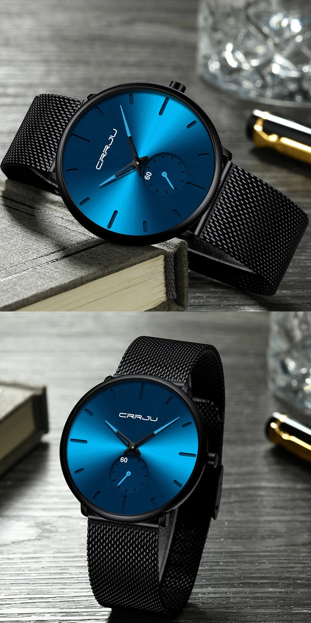 Fashion Mens Watches Top Brand Luxury Quartz Watch Men Casual Slim Mesh Steel Waterproof Sport Watch Relogio Masculino