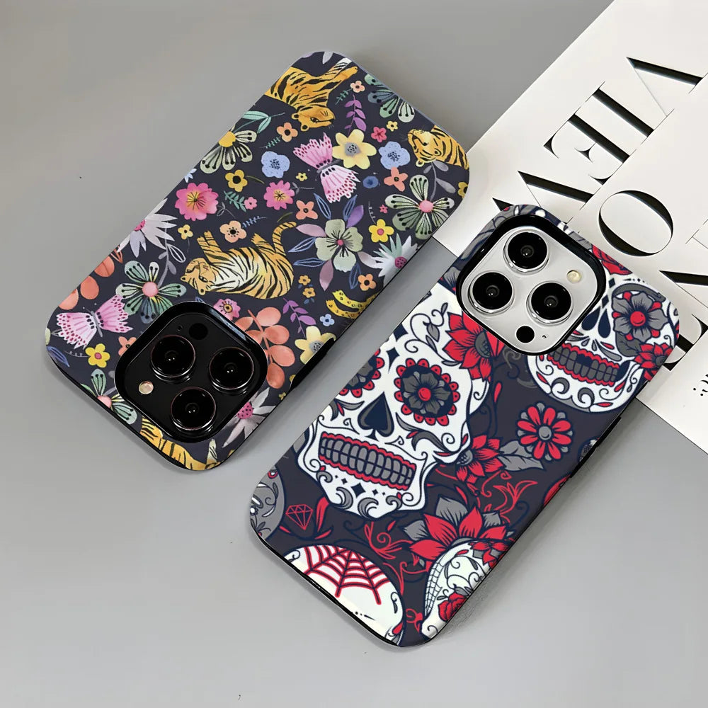 Art Drawing Flower Printed Daisy Phone Case for iPhone 16 15 13 14 Pro Max 16 15 Plus 2 in 1 Hard Protection Cover