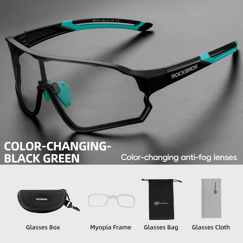 Photochromic Bicycle Glasses UV400 Goggle Large Frame Men Women Sports Bike Eyewear Sungless Adjustable Cycling Glasses