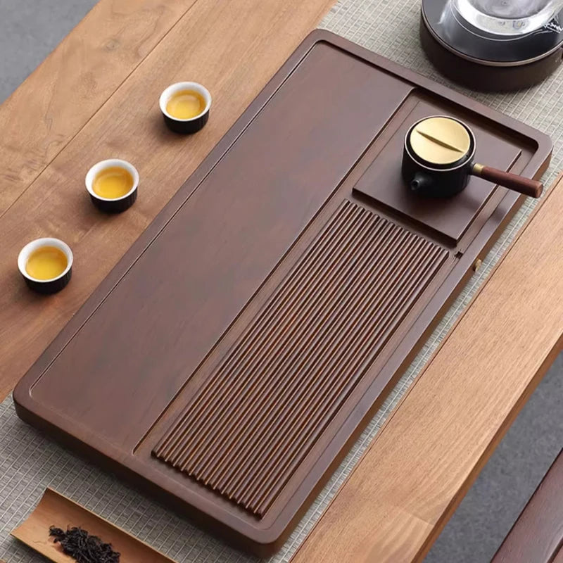 Tea Tray Household Solid Wood Tea Brewing Table Light Luxury High-End Tea Tray Kung Fu Tea Set Office Desk Wooden Tray
