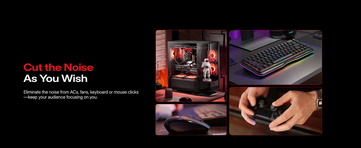Wireless Dynamic Gaming Microphone with RGB Lighting and Noise Reduction