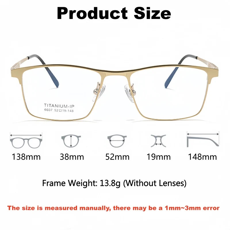 Mens Pure Titanium Blue Light Blocking Progressive Prescription Glasses