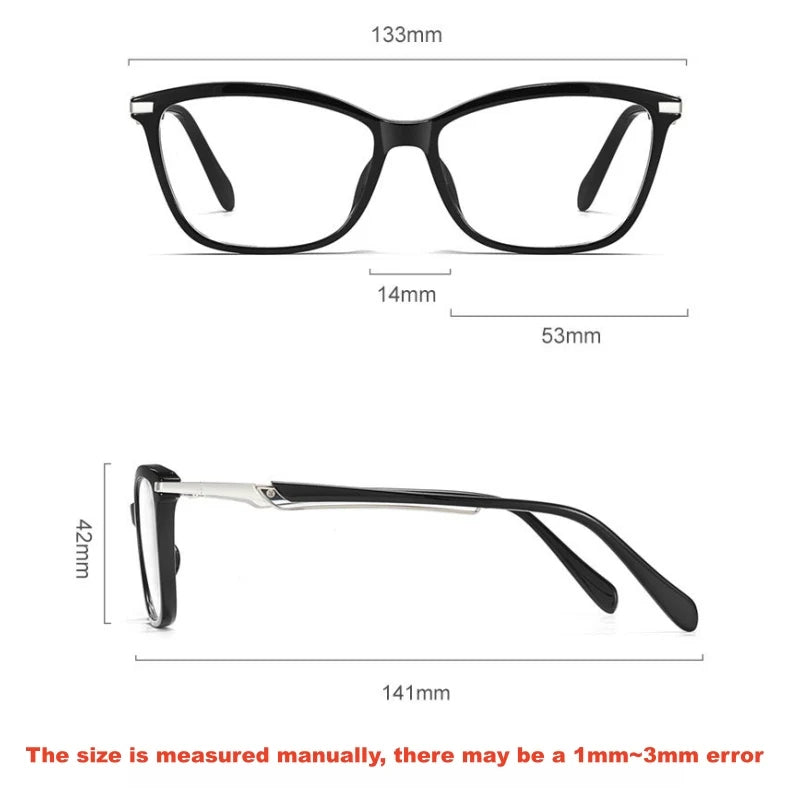 Retro Square Cat Eye Lightweight TR90 Eyeglasses Frames for Women