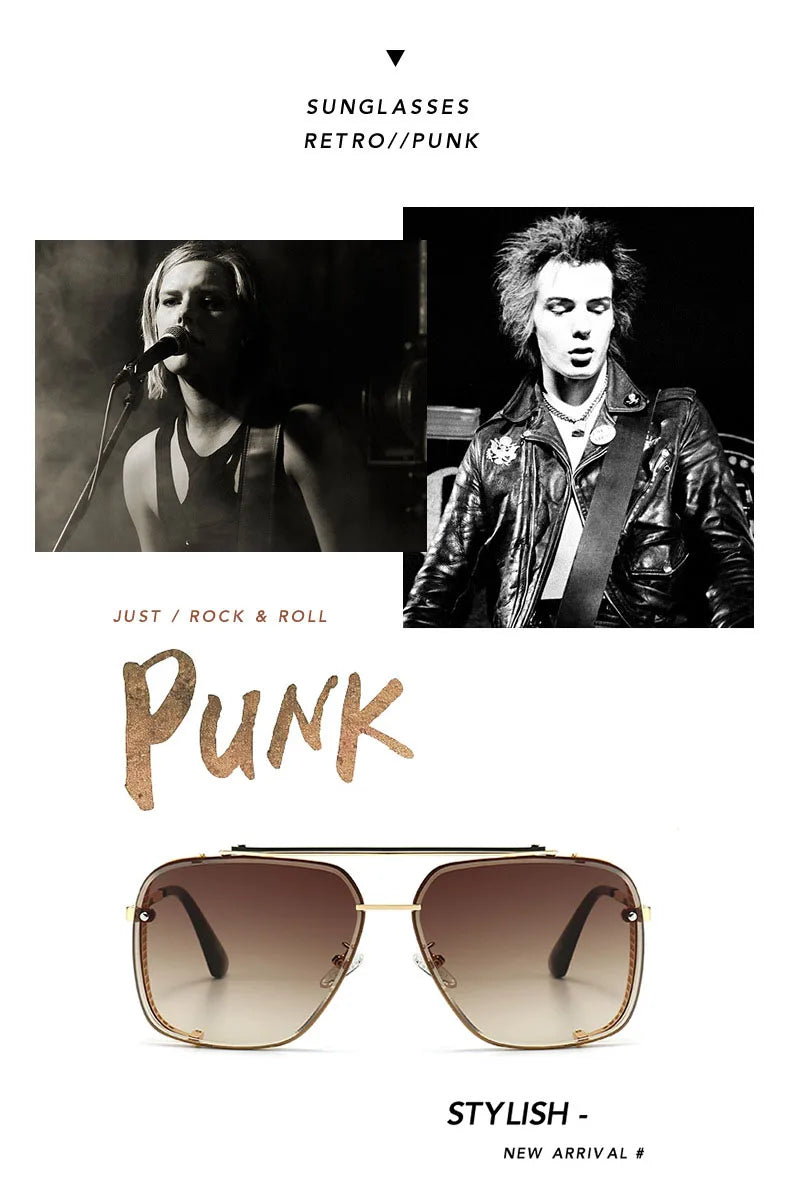 Steampunk Square Sunglasses With UV400 Protection