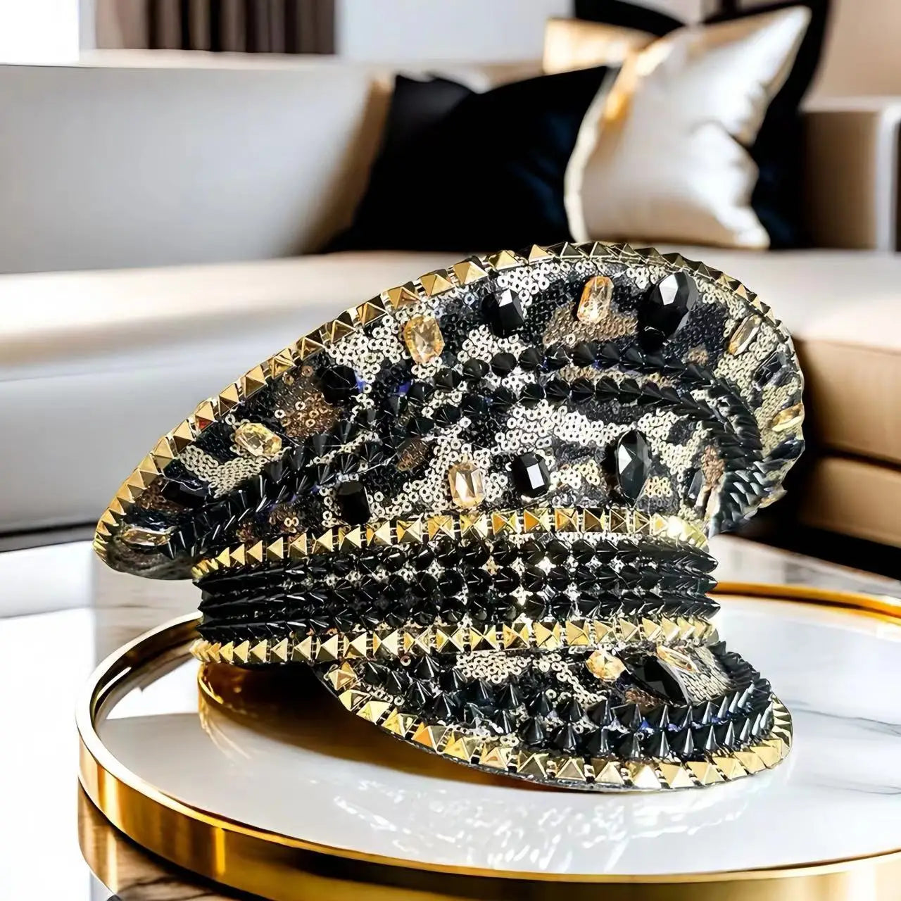 Steampunk Dark Gold Punk Captain Hat Masquerade Halloween Military Cap Halloween Party Adult Party Cruise party Music Festival