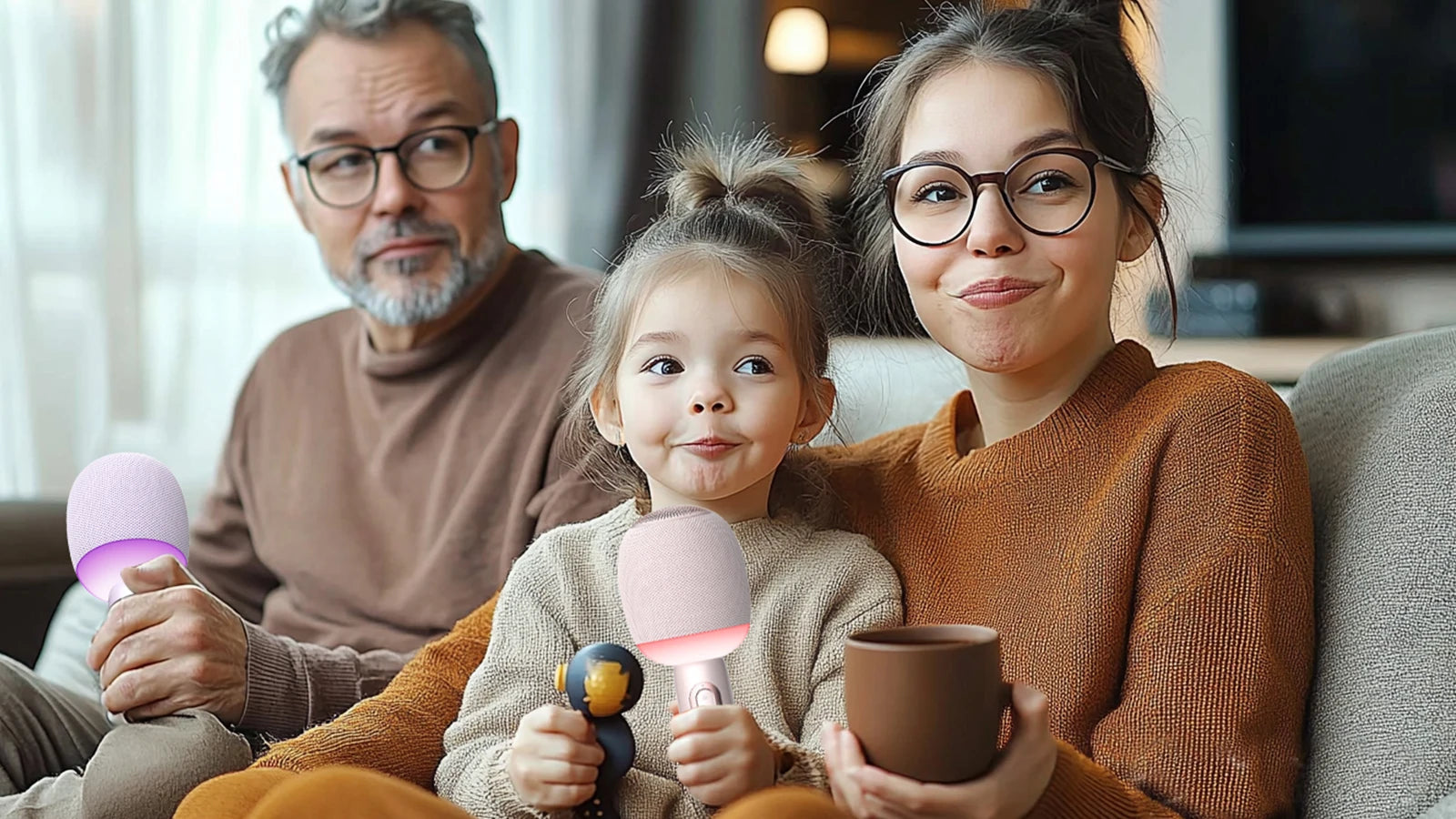 Wireless Bluetooth Karaoke Microphone, 5-in-1 Portable Handheld Mic Speaker with Dynamic Lights, Karaoke Microfono for Car