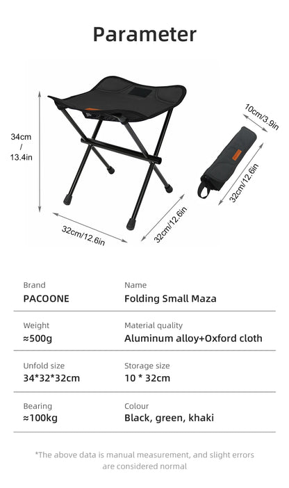 Camping Outdoor Folding Chair Aluminum Alloy Ultralight Small Mazar Fishing Stools BBQ Bench Mini Portable Train Chairs