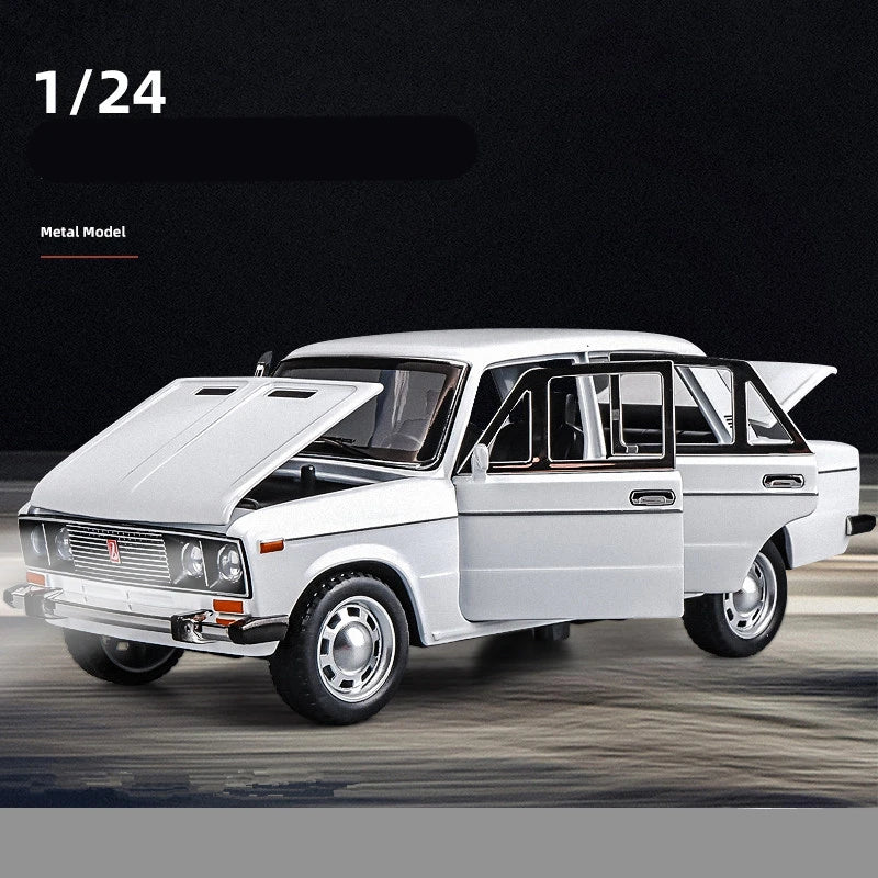 1/24 Scale LADA Toy Car Model Alloy Diecast 6 Doors Opened Pull Back Sound Light Scale Model Car Toys for Boys Collectible Gifts