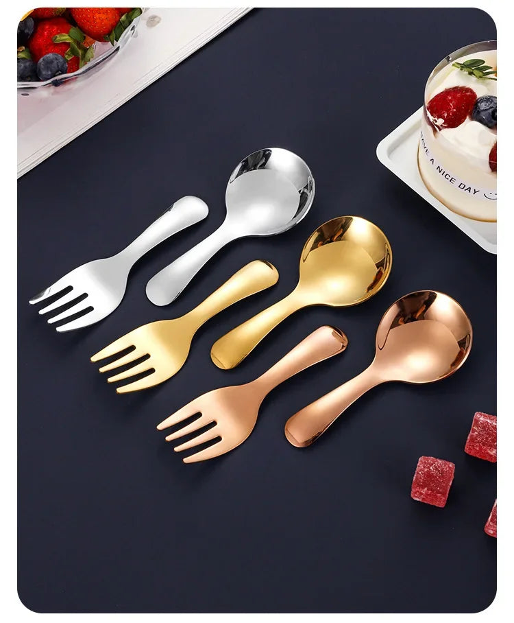 304 Stainless Steel Cute Spoon Adorable Short Handle Creative Utensil for Dessert Milk Powder Easy Clean Durable Safe