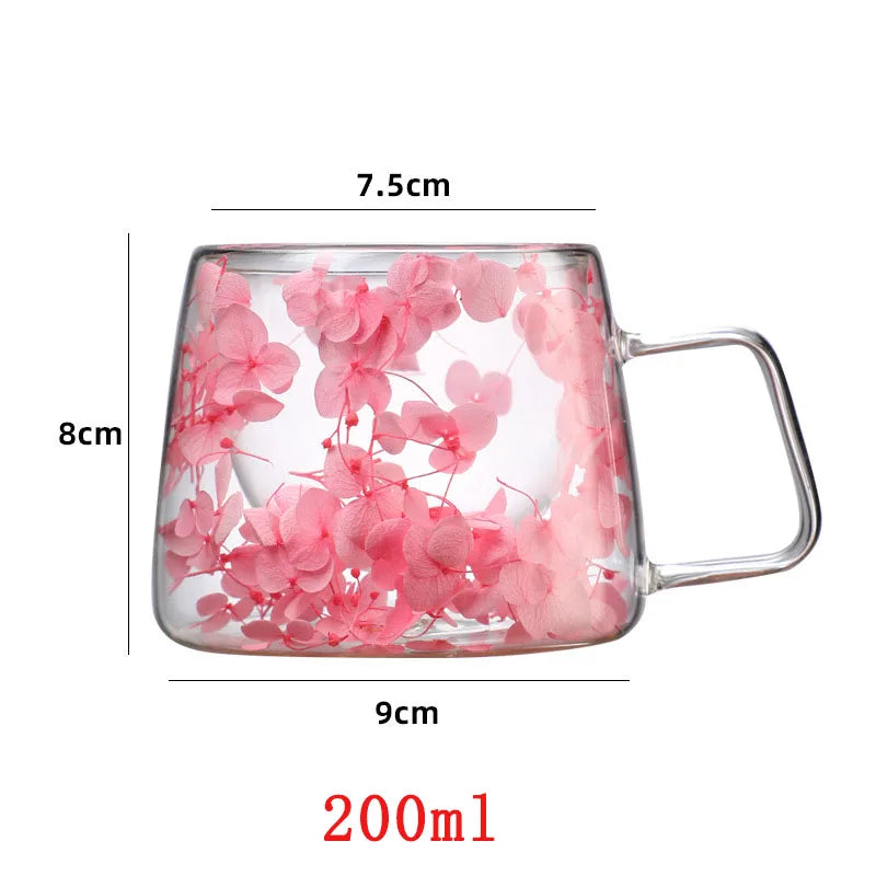 Double Wall Transparent Glass Coffee Cup with Handle Double-layer Heat Insulation High Temperature Juice Milk Cup