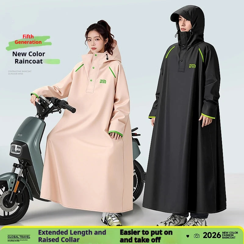 Thickened Full Body Waterproof PVC Raincoat for Motorcycle and Electric Scooter Riding