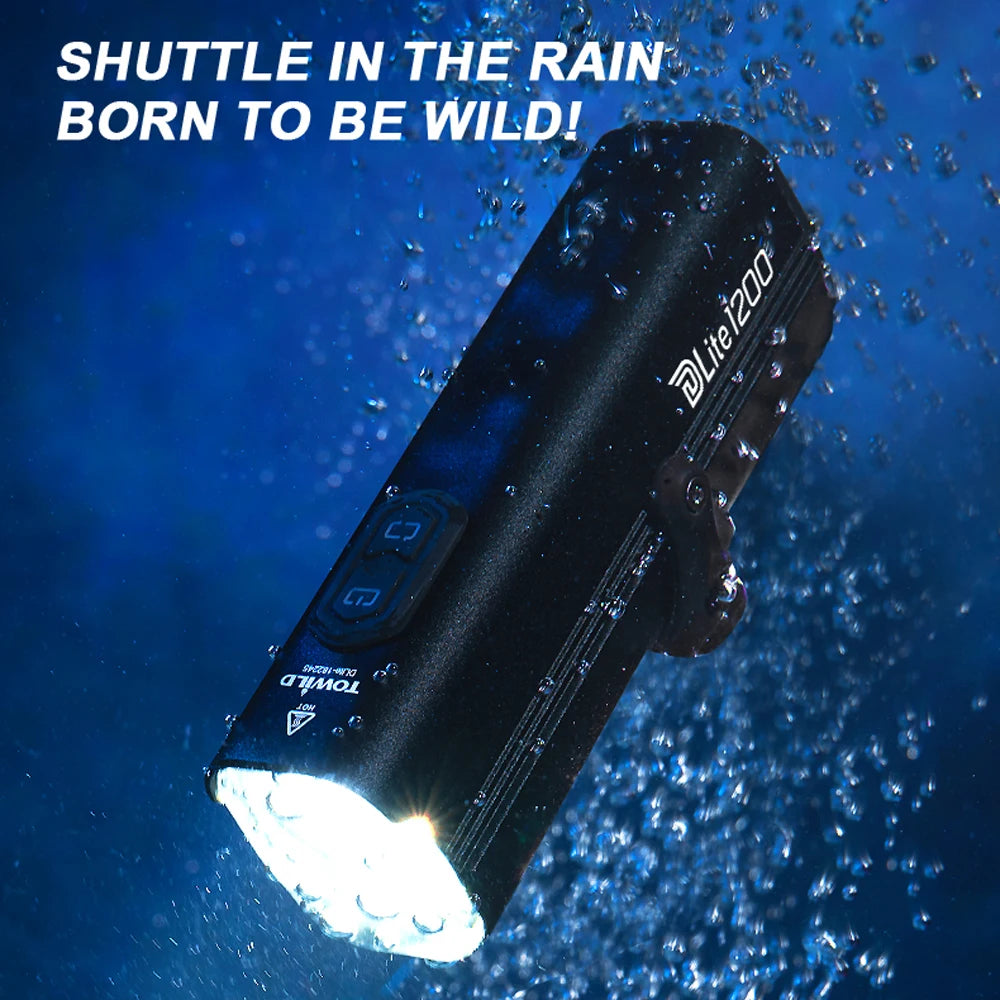 DLite 1200 Flood/Focus Beam Smart Remote Control 4000mAh battery Type-C rechargeable Road MTB Bike Light