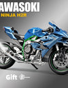 1:9 Kawasaki H2R With Spray Alloy Die Cast Motorcycle Model Toy Vehicle Collection Sound and Light Off Road Autocycle Toys Car