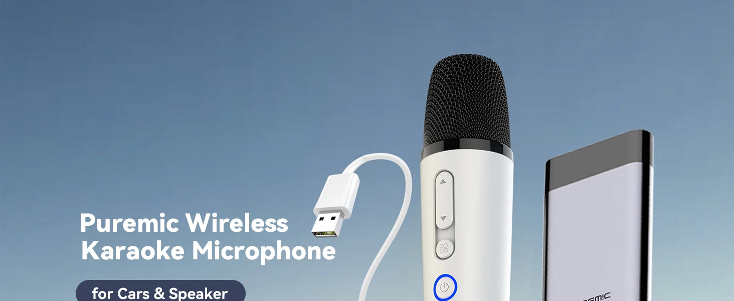 Tesla Karaoke Mic with Portable Bag, Wireless Mic with 8 Joy Effects, Rechargeable Mic with Type-C & Aux in Receiver