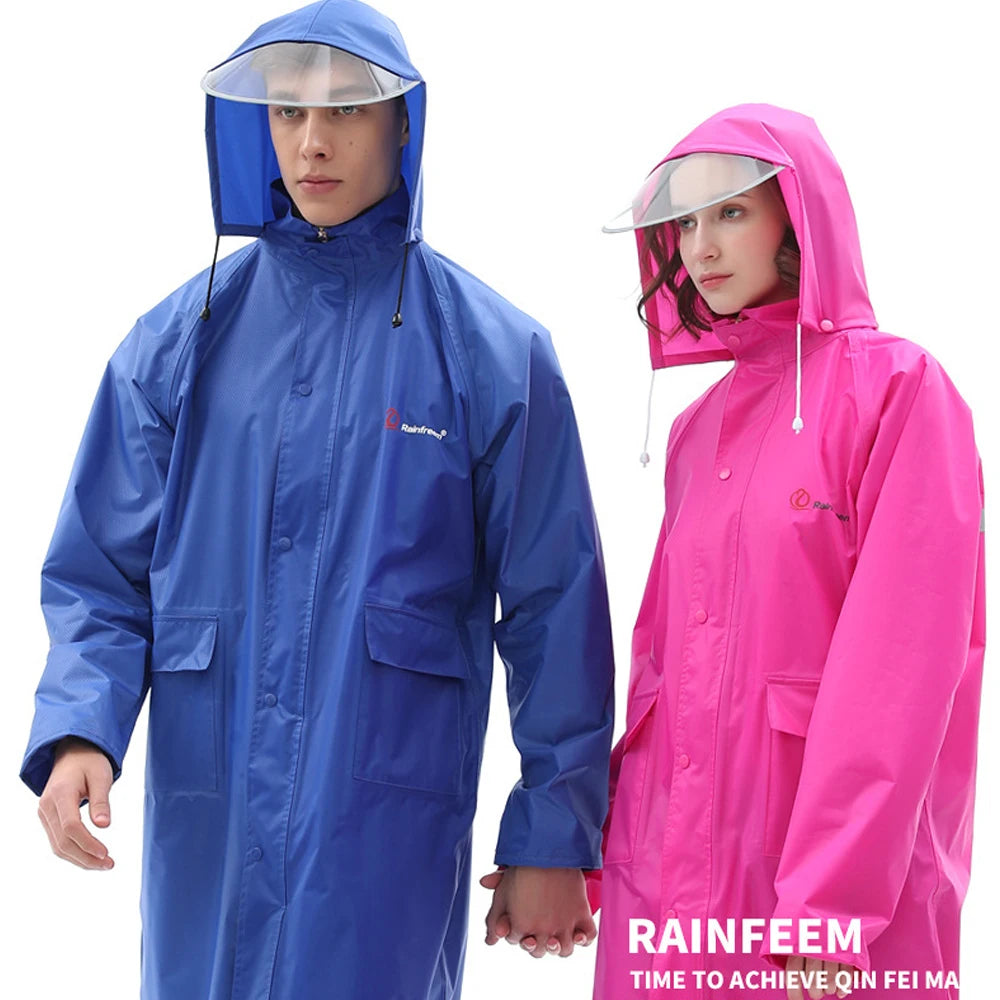 Heavy Duty Waterproof Hooded Rain Poncho for Adults