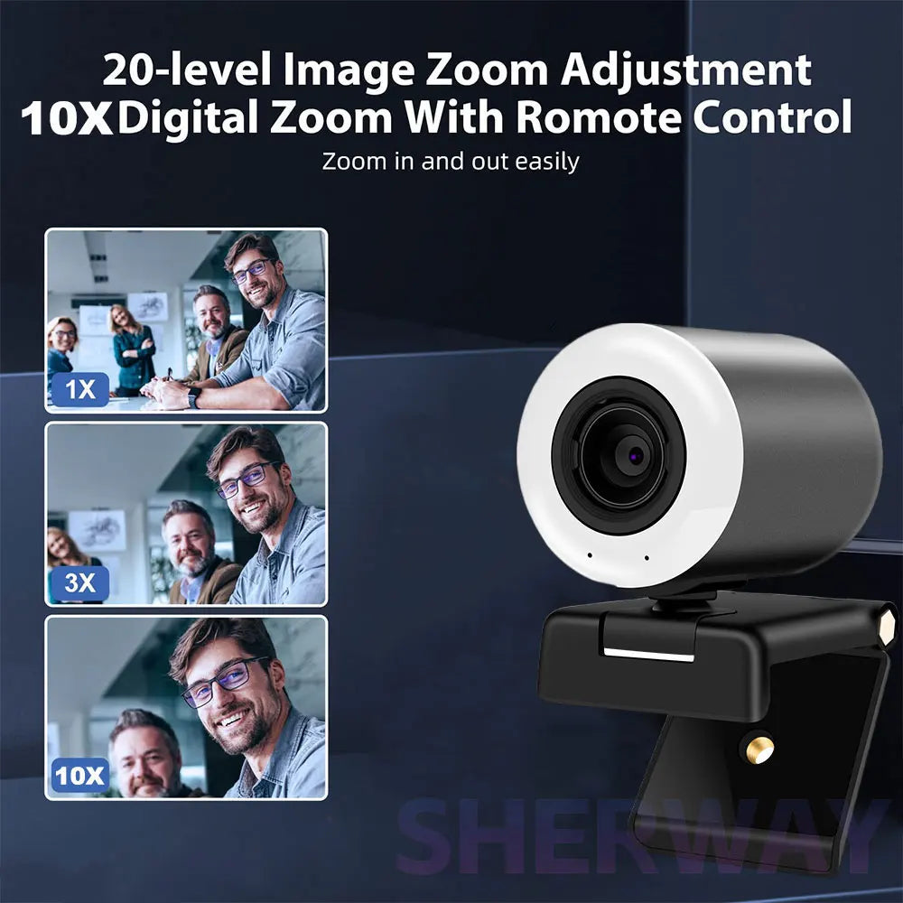 2K Streaming Webcam with Ring Light Autofocus Living Stream Camera 1080P USB Camera with Mics for Tiktok/YouTube Live Broadcast