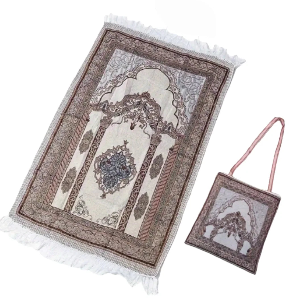 Prayer Rug Islamic Muslim Prayer-Rug with Elegant Design Bags Soft Carpet for Ramadan Islamic Muslim Gift for Family Friends