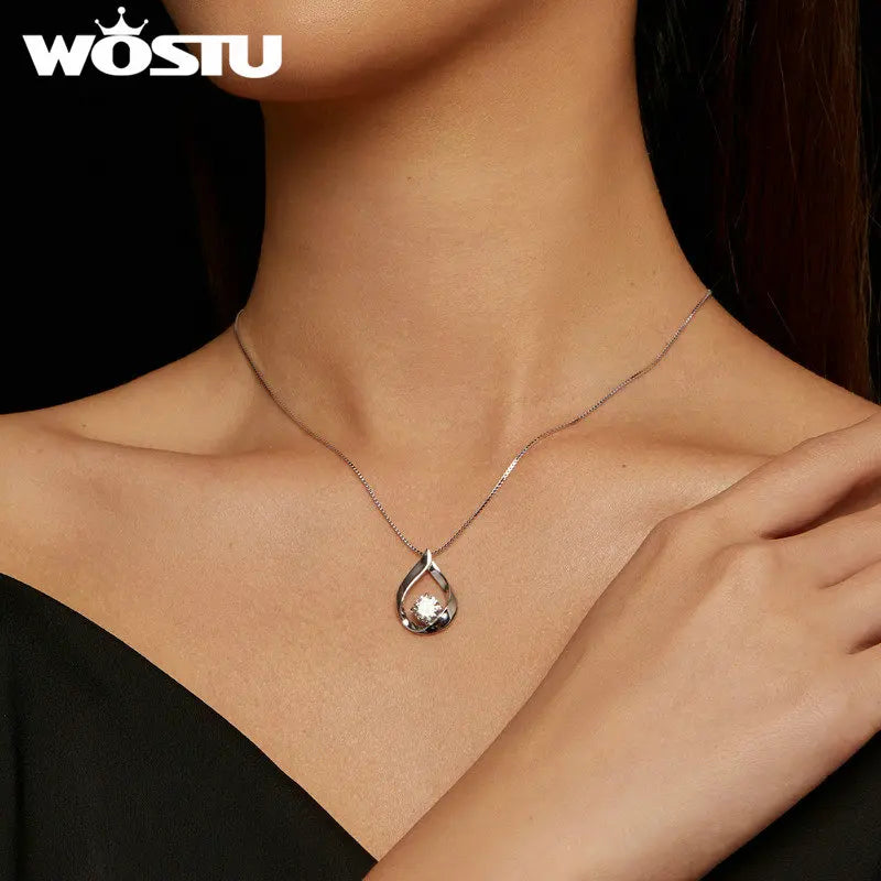 1CT Moissanite Waterdrop Necklace Earrings Lab Diamond 925 Sterling Silver Pendants