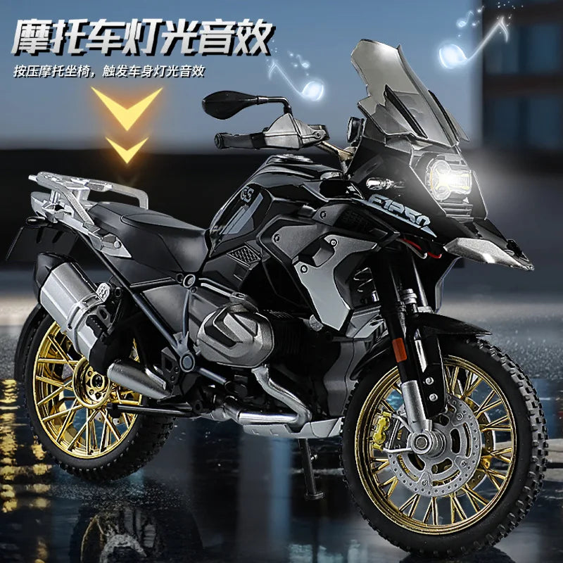 1:10 R1250GS Adventure Alloy Die Cast Motorcycle Model Vehicle Collection Sound and Light Off Road Autocycle Toys Car