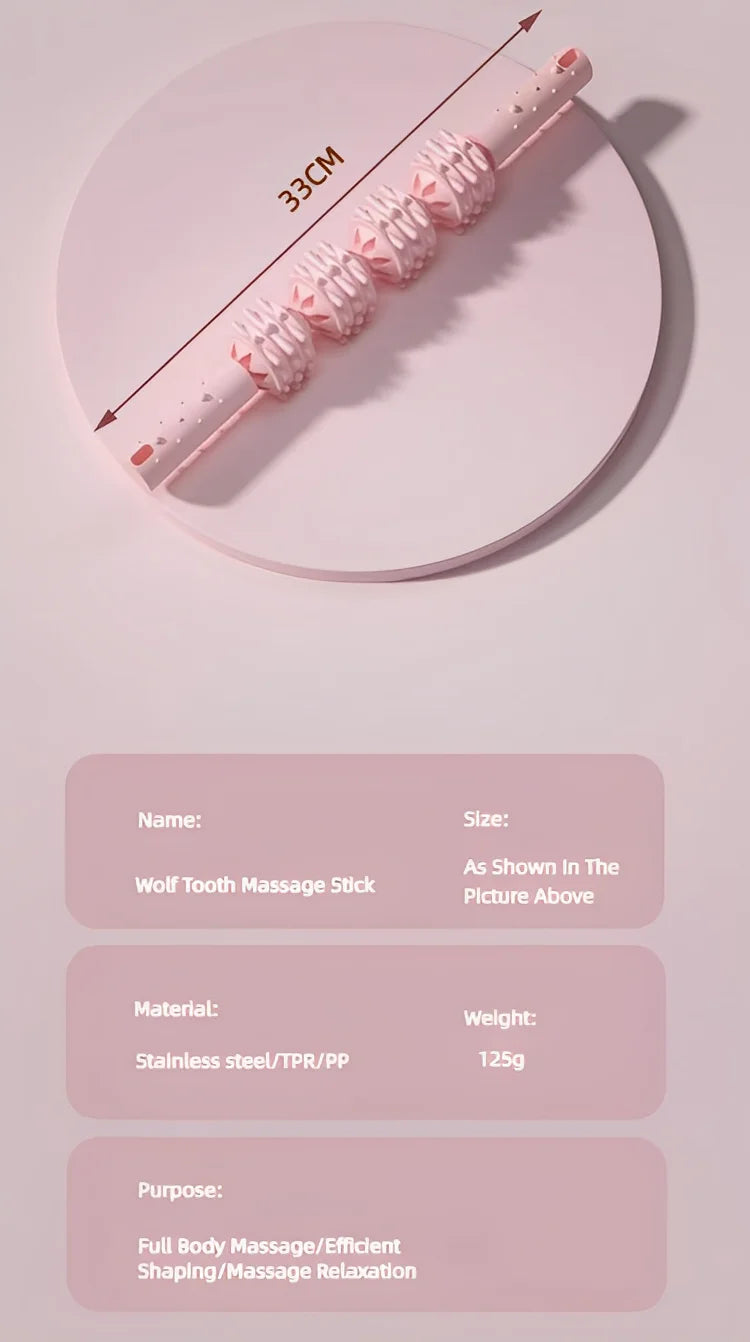 4 Ball Roller Muscles Massage Stick Relaxation Yoga Fitness Wolf Tooth Fascia For Calves Thighs Quadriceps Arms Forearms