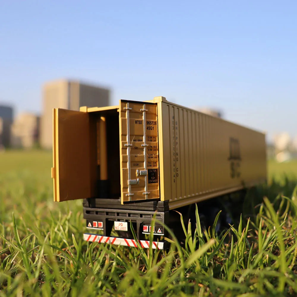 1:50 American Trailer Transport Vehicle Diecast Alloy Front End Container Truck Models Toys Sound Light Cars for Boys Xmas Gifts