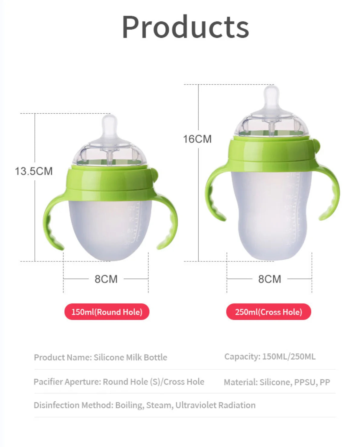 Baby Bottles Food Grade Silicone Nano Feeding Water Bottles For Baby Weaning Anti-Choking Nipple Bottle for Children 150ML/250ML