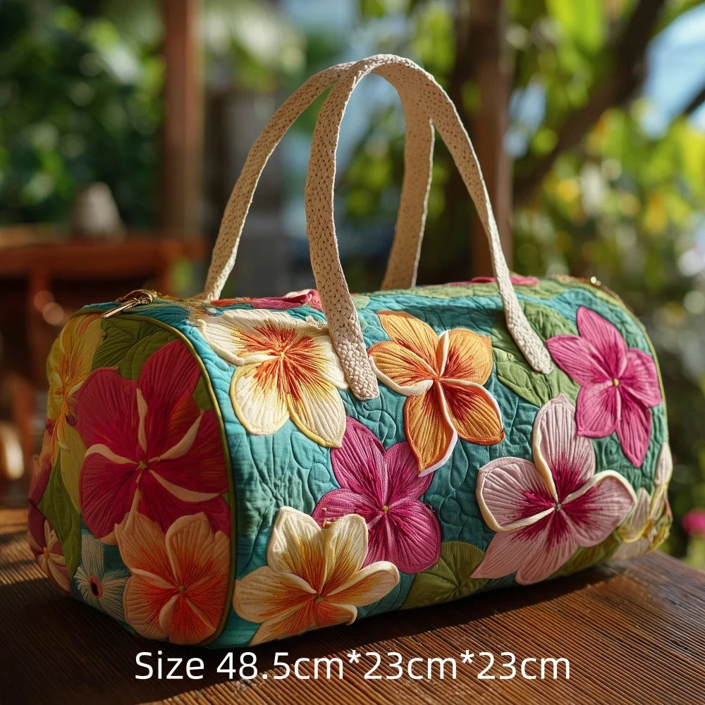 3D Printed Quilted Travel Duffle Bag Floral Pattern Tote Colorful Flowers Carry-On Lightweight Weekender Overnight Bag for Women