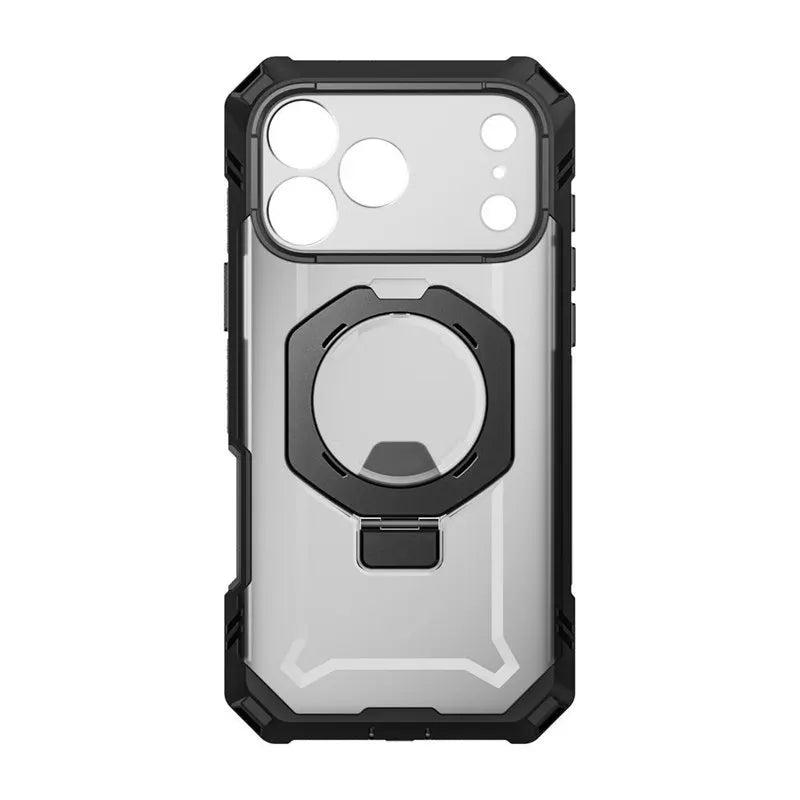 Rugged Magnetic Phone Case with Tempered Glass Screen Protector and Aluminium Kickstand for iPhone 17 Pro Max and iPhone 18 Pro Max