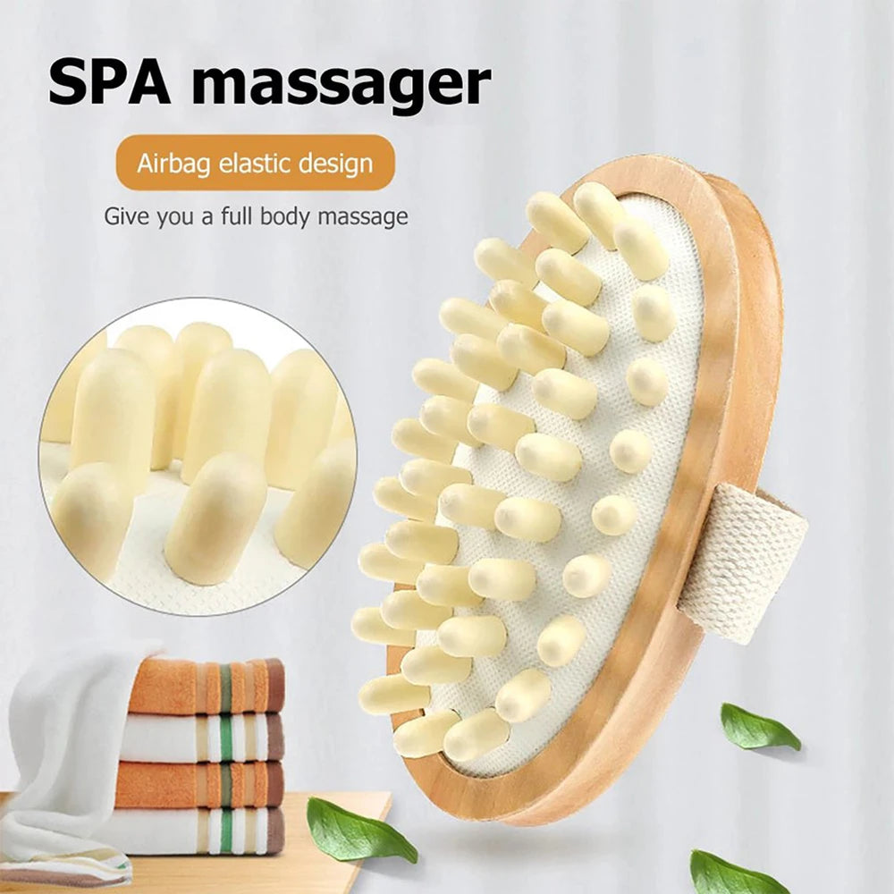 Body Anti Cellulite Brush Soothing Wooden Essential Oil Spa Air Cushion Massage Hair Comb Scalp Massage Brush Dead Skin Remover