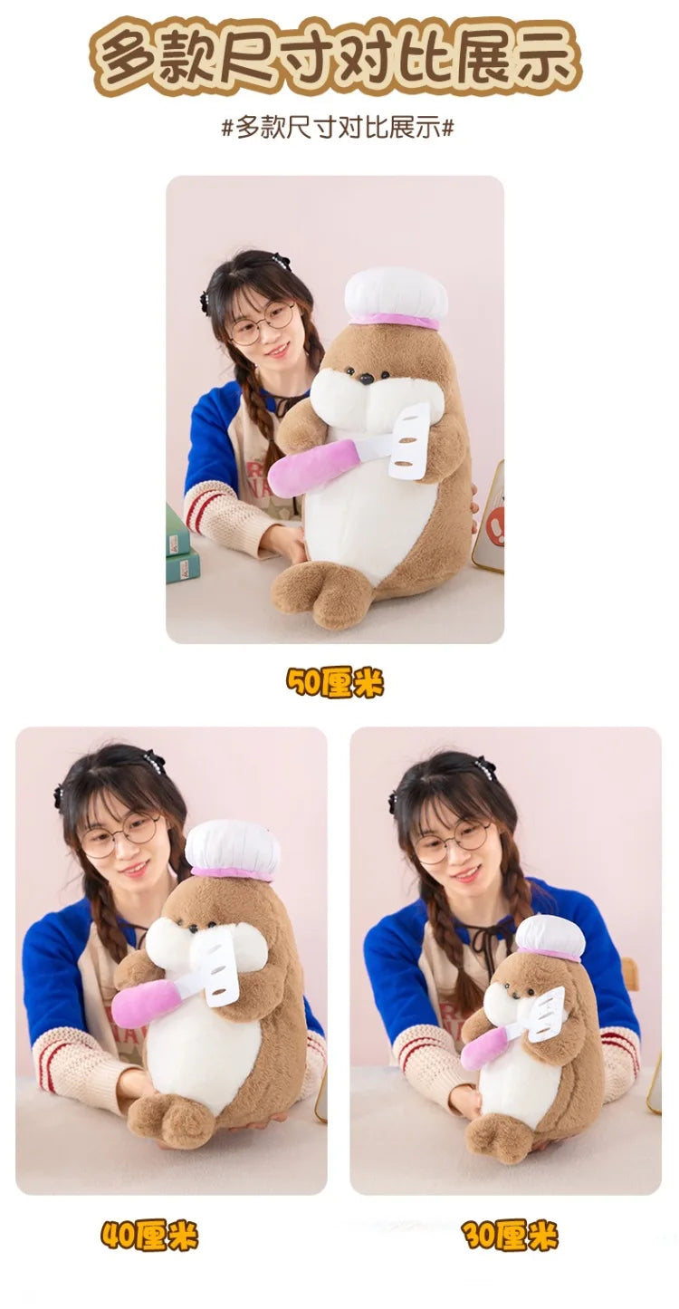 50cm Kawaii Plush Toy Stuffed Doll Anime Chef Seal Cute Large Animal Doll Kids Birthday Gift for Children Plushie Toy