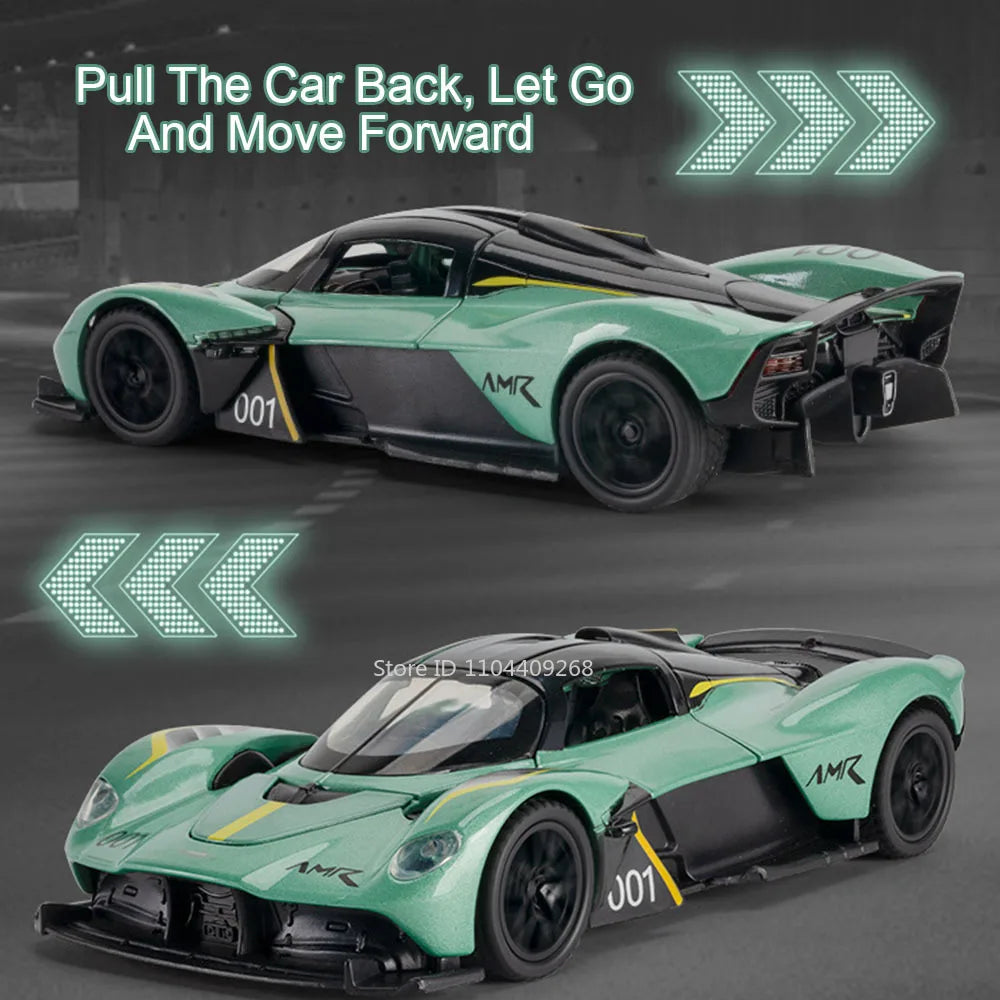 1:32 Scale VALKYRIE Sports Car Model Toy Alloy Diecast Doors Opened Music Light Doors Opened Vehicles Models Christmas Gift