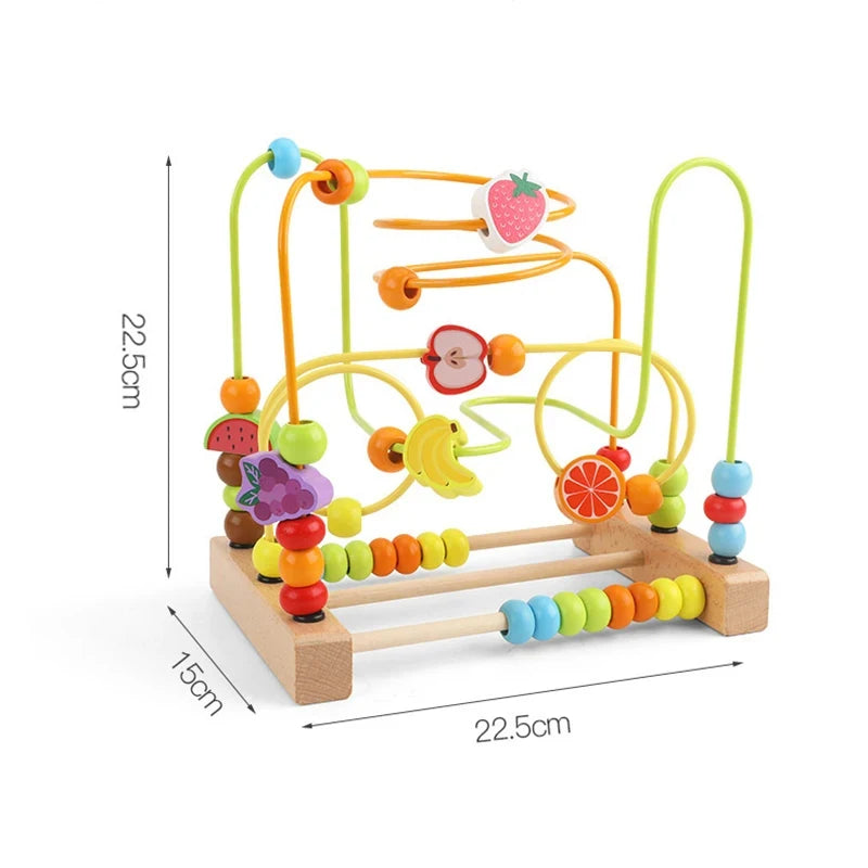 Montessori Wooden Toys Circles Bead Wire Maze Roller Coaster  Early Educational Puzzles Toy for  1 2 3 Years