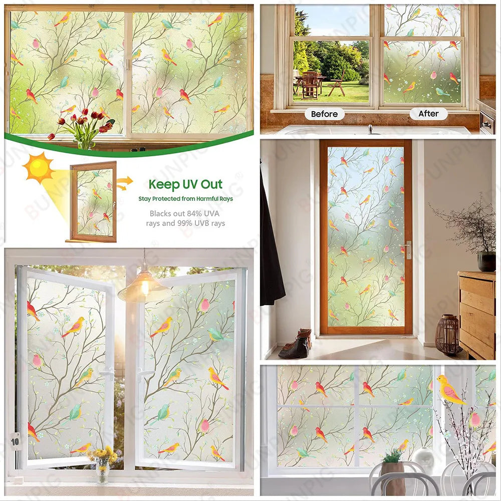 Window Privacy Film Rainbow Window Clings 3D Decorative Window Vinyl Stained Glass Window Decals, Static Cling Window Sticker