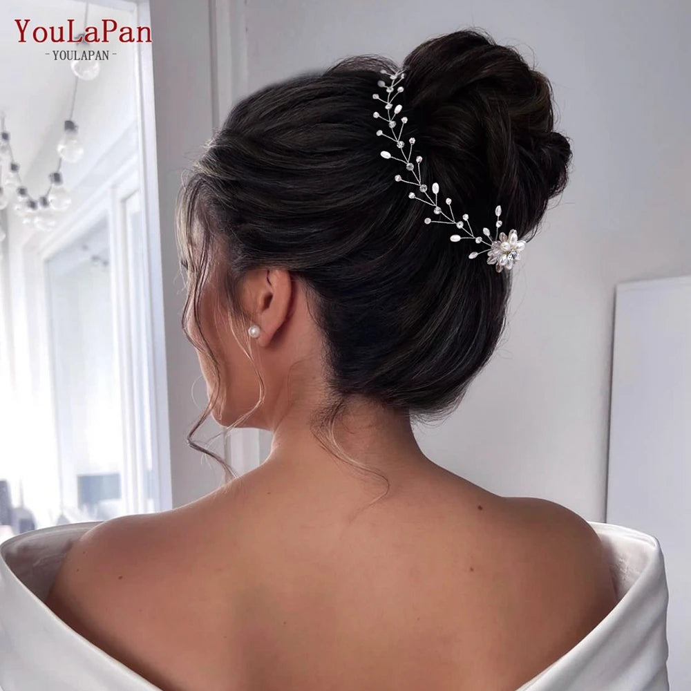 Elegant Pearl Bridal Headband Decoration Crystal Woman Headpiece Wedding Headdress for Bride Hair Accessories