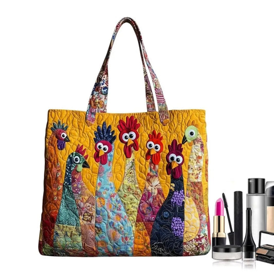 Vintage Quilted Canvas Tote Bag Large Capacity Lightweight Travel Handbag