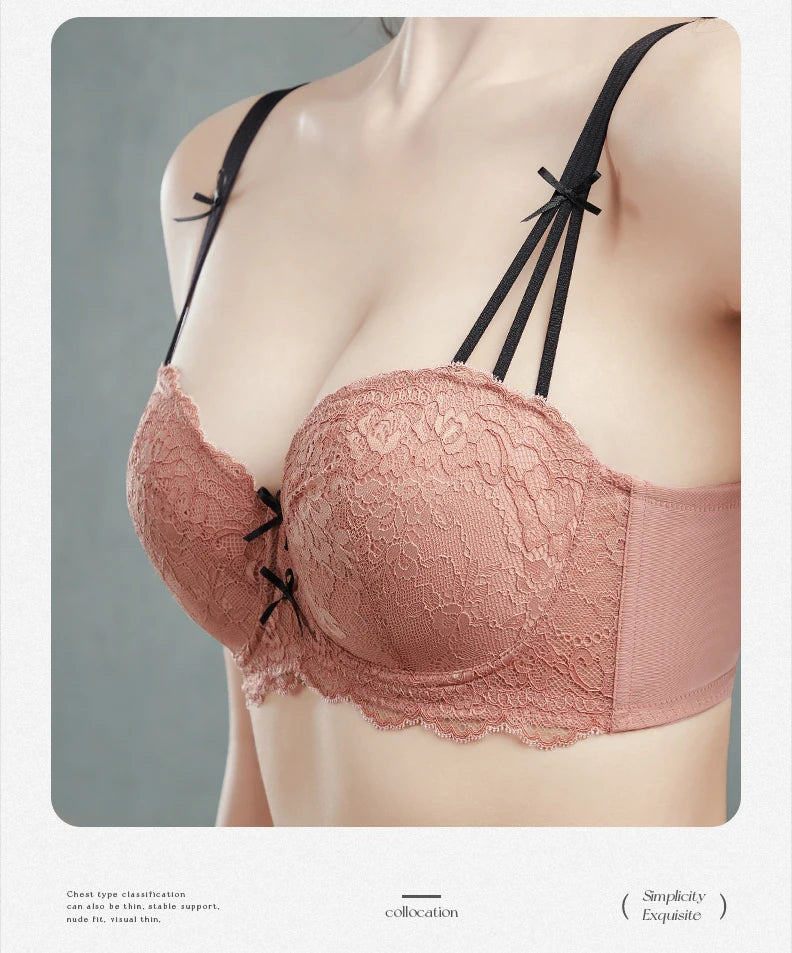 Womens Lace Half Cup Underwire Push Up Bra