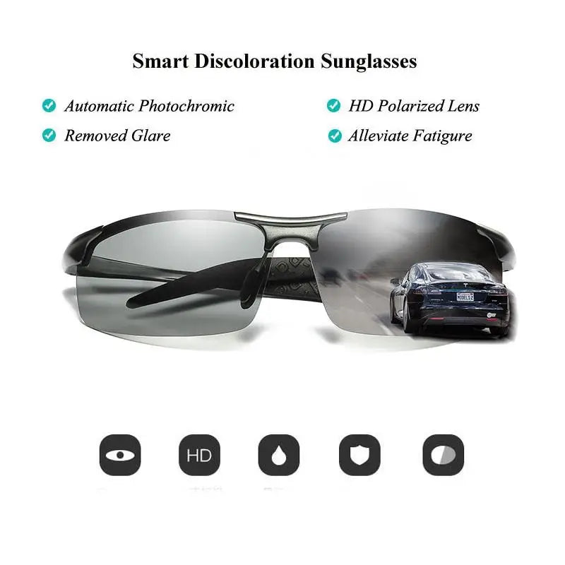 Aluminum Photochromic Polarized UV400 Anti-Glare Driving Sunglasses for Men Women