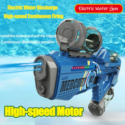 Summer Fully Automatic Electric Water Gun with Light Rechargeable Continuous Firing Party Game Kids Space Splashing Toy