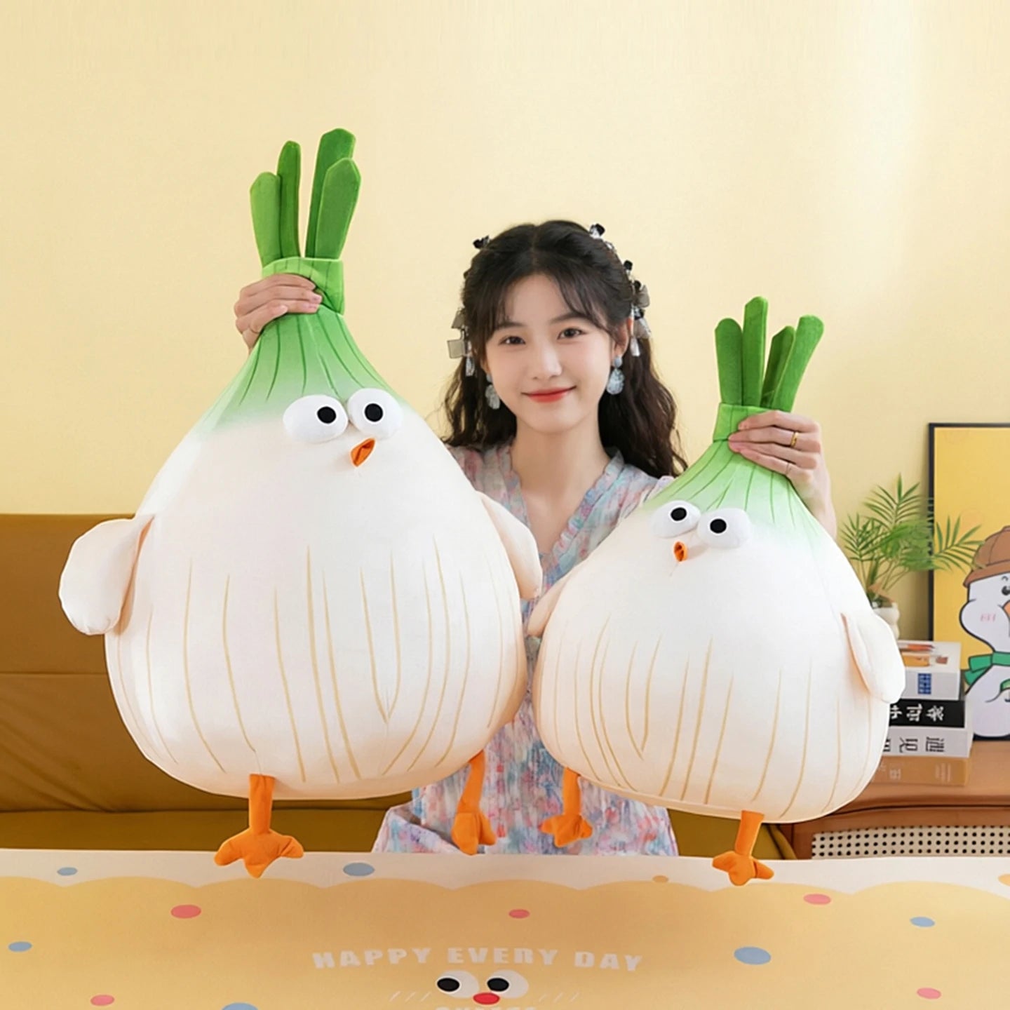 Creative Scallion Chicken Plush Toy Soft Stuffed Pillow