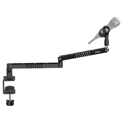 Low Profile Microphone Arm with Cable Channels Desk Clamp 360° Rotatable Foldable for Streaming Recording