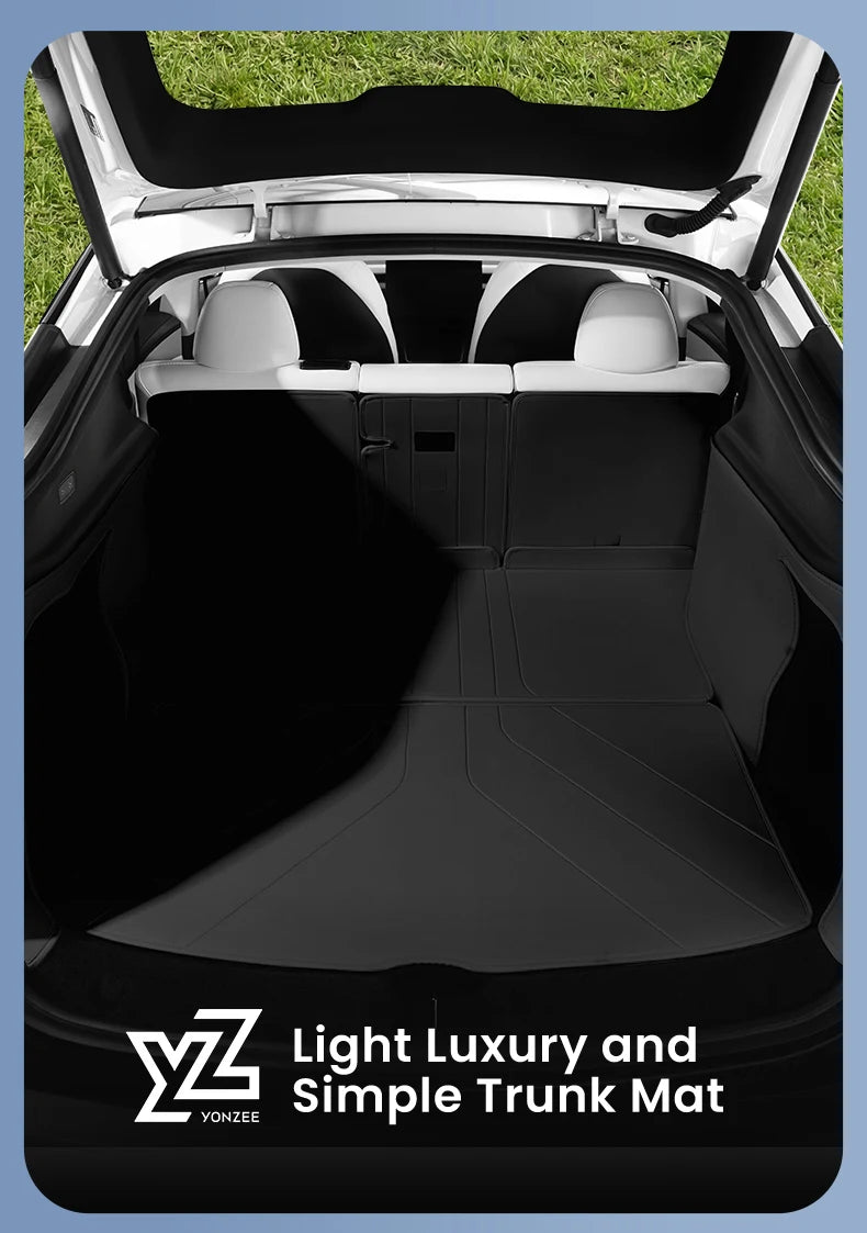 Nappa Leather Full Coverage Trunk Mat Set for Tesla Model Y Juniper 2025 2026 7 Piece Cargo Liner