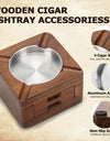 Cigar Ashtray Wooden Ashtray Square Ashtray 4 Slots Cigar Holder Cigar Accessories Drawer for Indoor Outdoor Patio Home Office